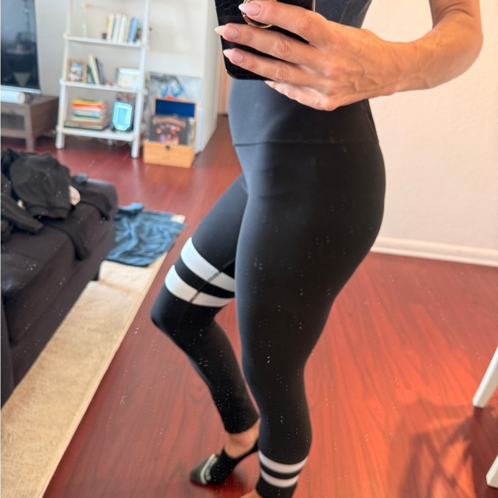 Black and White Striped Men's Leggings